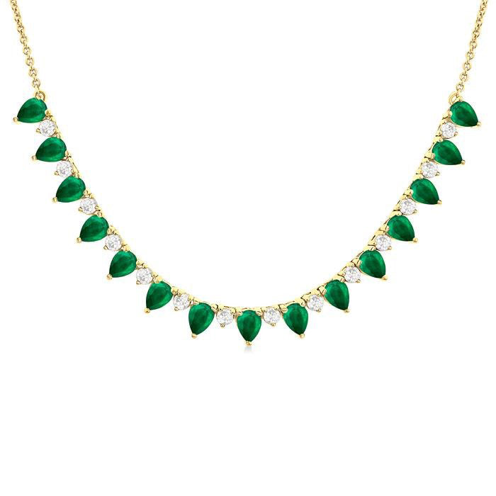 Clover Pear Shape Gemstone & Diamond Tennis Necklace
