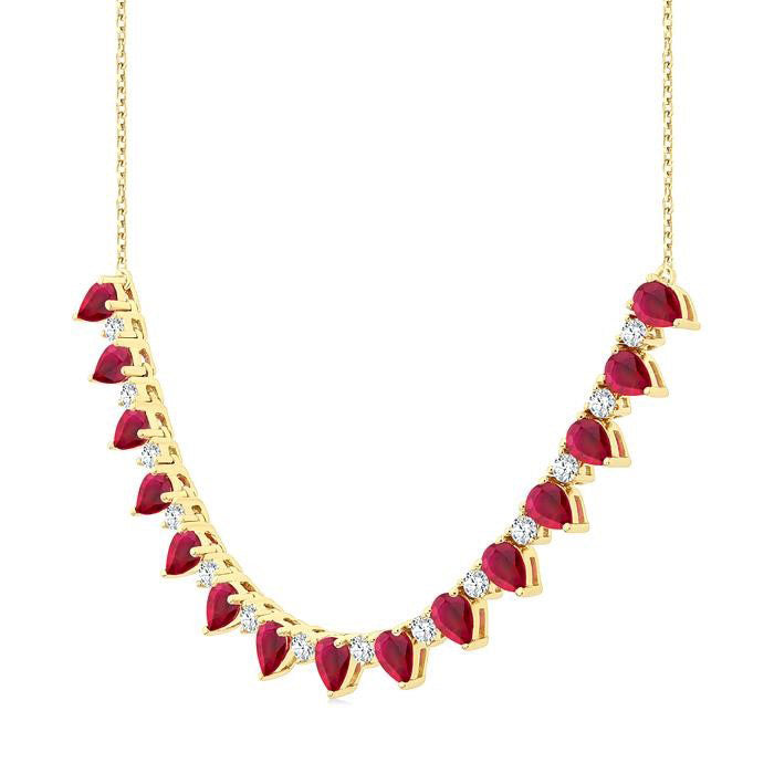 Luna Pear Shape Gemstone & Diamond Tennis Necklace