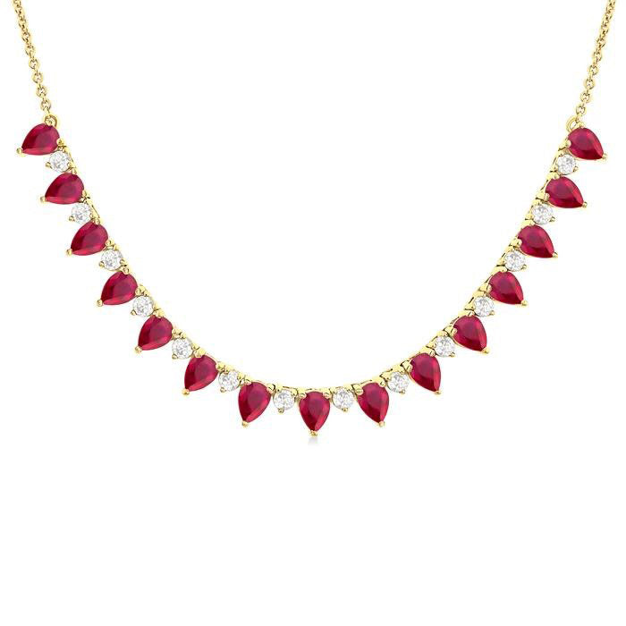 Luna Pear Shape Gemstone & Diamond Tennis Necklace