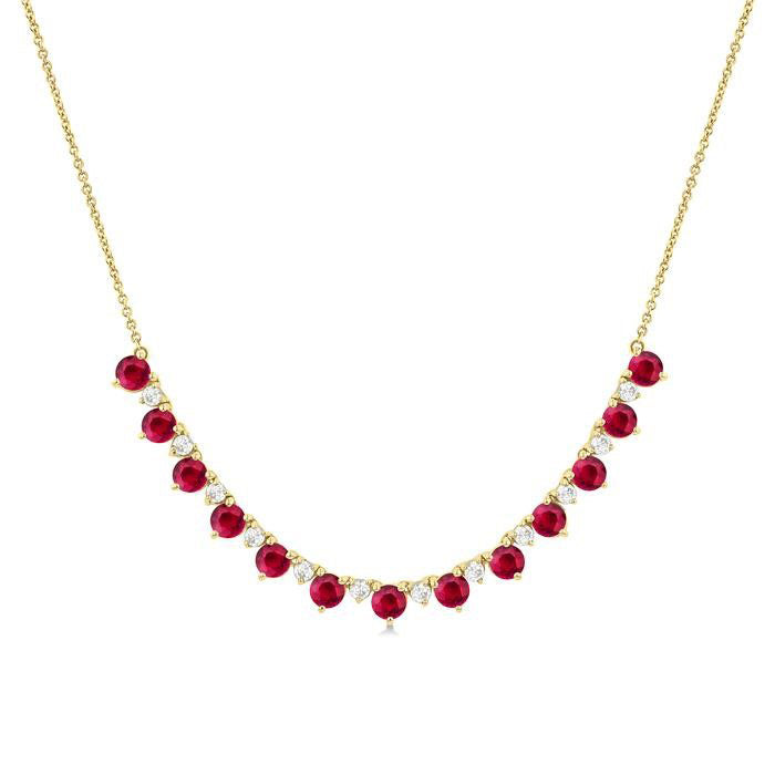 Zephyr Round Shape Gemstone & Diamond Tennis Necklace