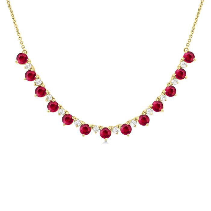 Zephyr Round Shape Gemstone & Diamond Tennis Necklace