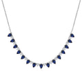 4x3 MM Pear Shape Sapphire and 1/2 Ctw Round Cut Diamond Precious Tennis Necklace in 14K White Gold