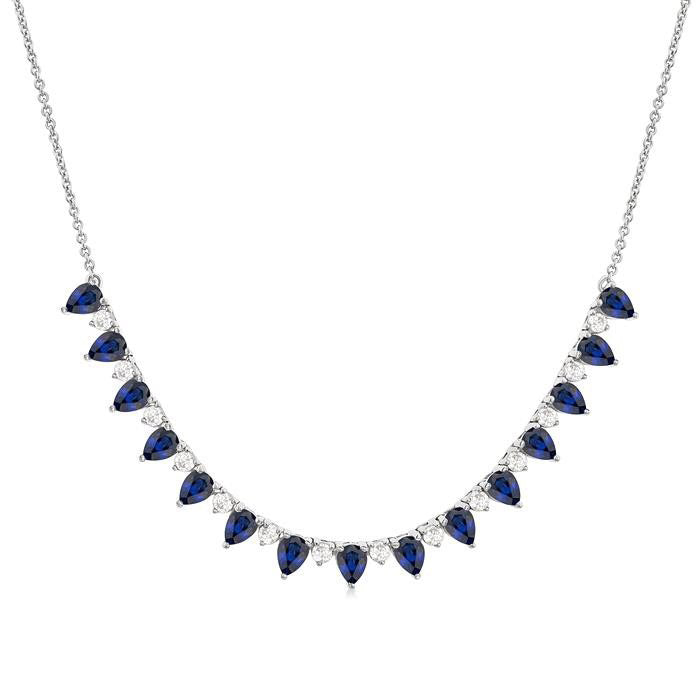 Seraph Pear Shape Gemstone & Diamond Tennis Necklace