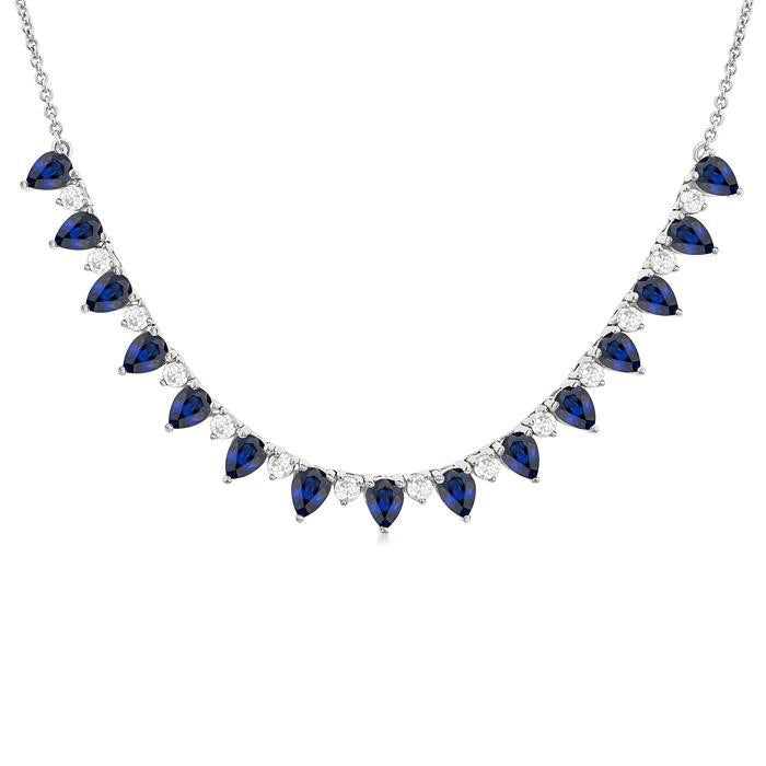 Seraph Pear Shape Gemstone & Diamond Tennis Necklace