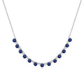 3.5 MM Round Shape Sapphire and 1/2 Ctw Round Cut Diamond Precious Tennis Necklace in 14K White Gold