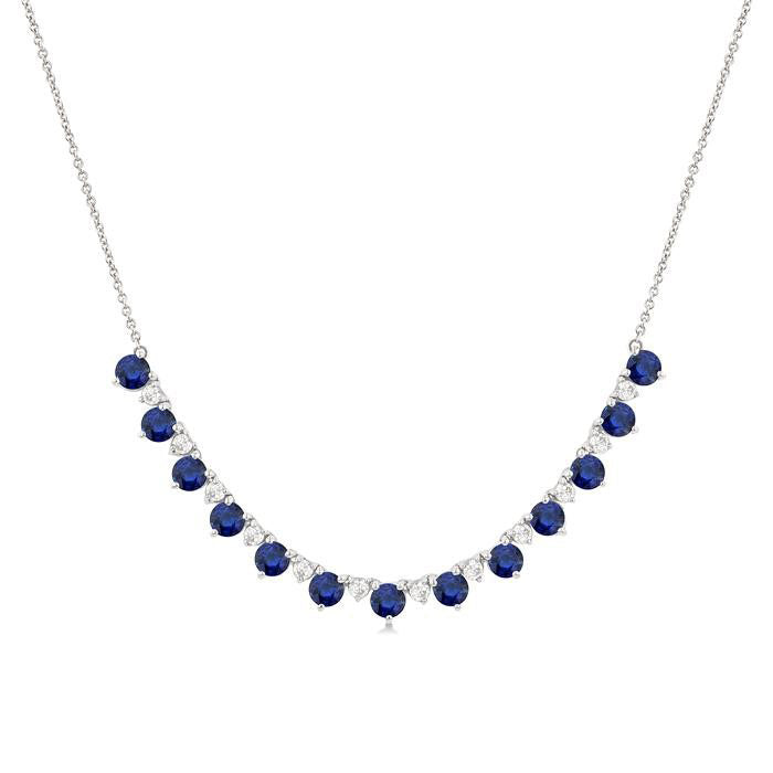 Lyric Round Shape Gemstone & Diamond Tennis Necklace