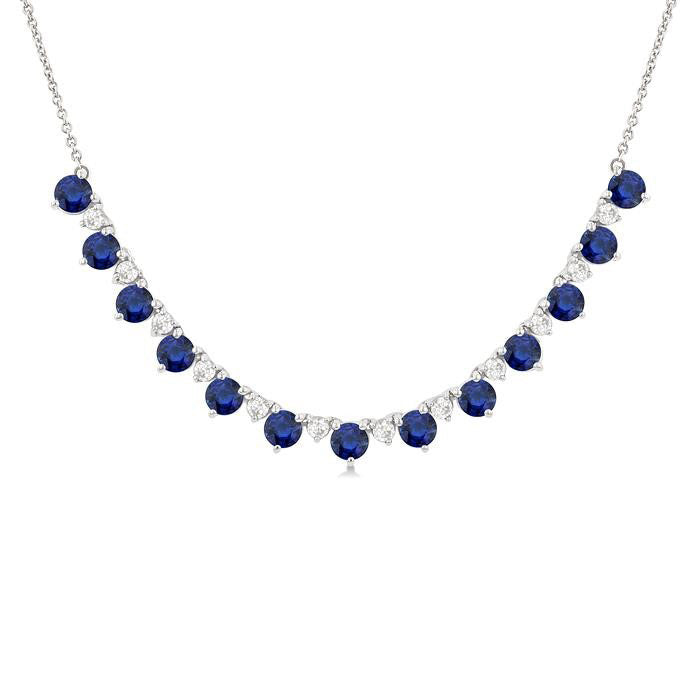 Lyric Round Shape Gemstone & Diamond Tennis Necklace