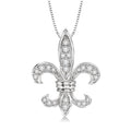 1/4 Ctw Round Cut Diamond Fleur De Lis Pendant in 14K White Gold with Chain