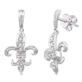 1/4 Ctw Round Cut Diamond Fleur De Lis Earrings in 14K White Gold