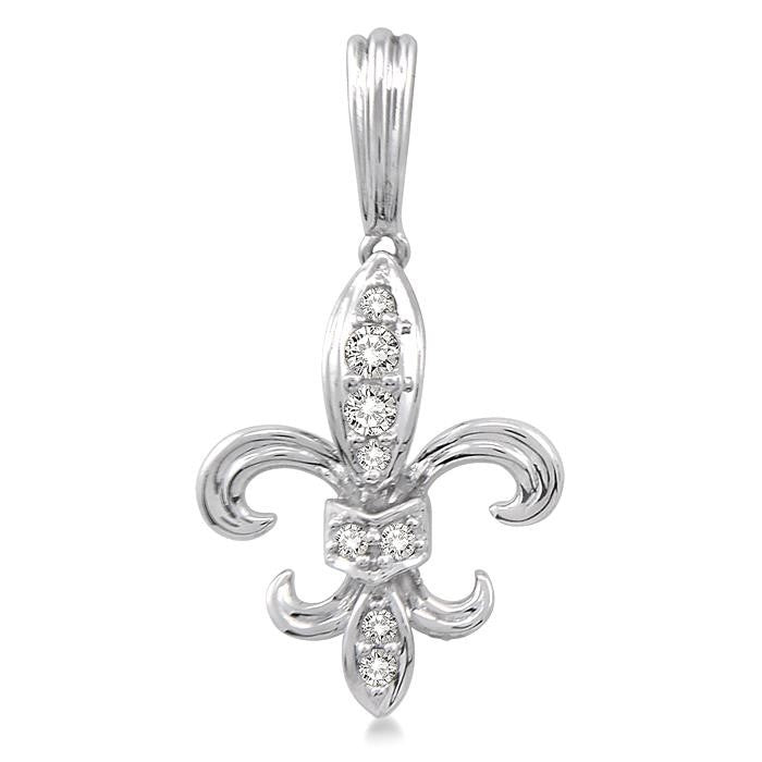 1/4 Ctw Round Cut Diamond Fleur De Lis Earrings in 14K White Gold