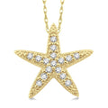 1/6 Ctw Round Cut Diamond Sea Star Pendant in 14K Yellow Gold with Chain