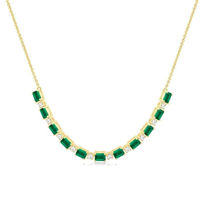 Ivy Emerald Shape Gemstone & Diamond Tennis Necklace