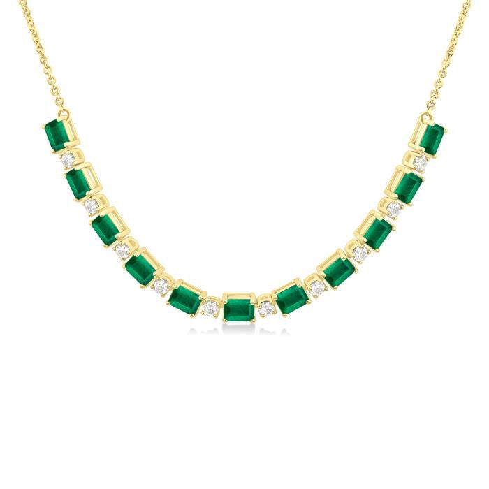 Ivy Emerald Shape Gemstone & Diamond Tennis Necklace