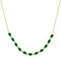 Aurora Oval Shape Gemstone & Diamond Tennis Necklace