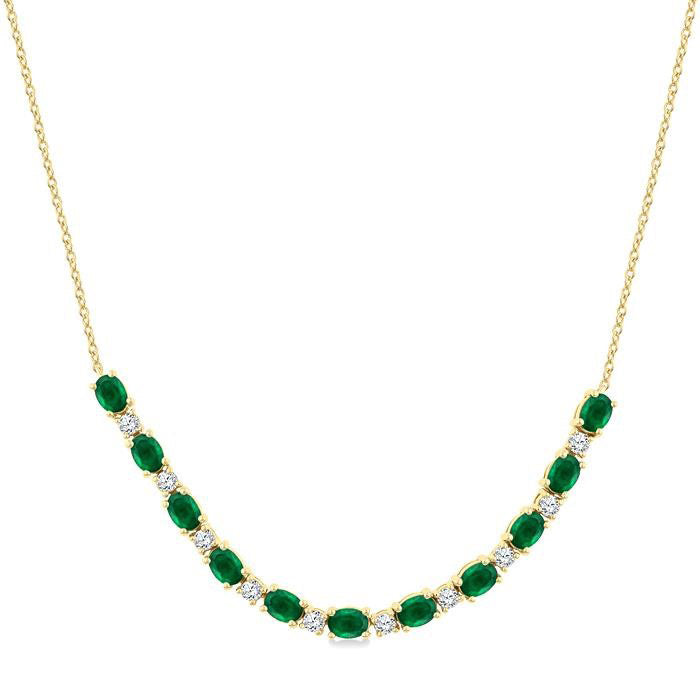 Aurora Oval Shape Gemstone & Diamond Tennis Necklace