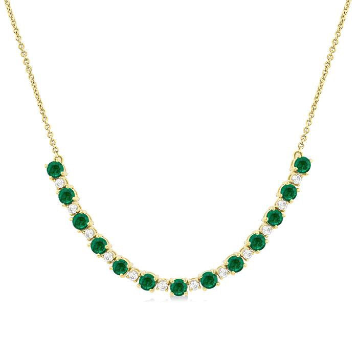 Clover Round Shape Gemstone & Diamond Tennis Necklace