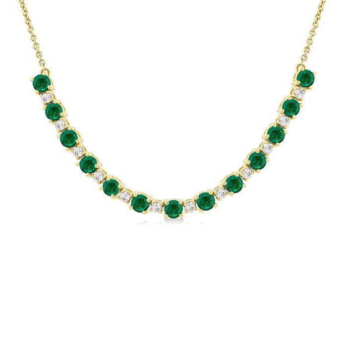 Clover Round Shape Gemstone & Diamond Tennis Necklace