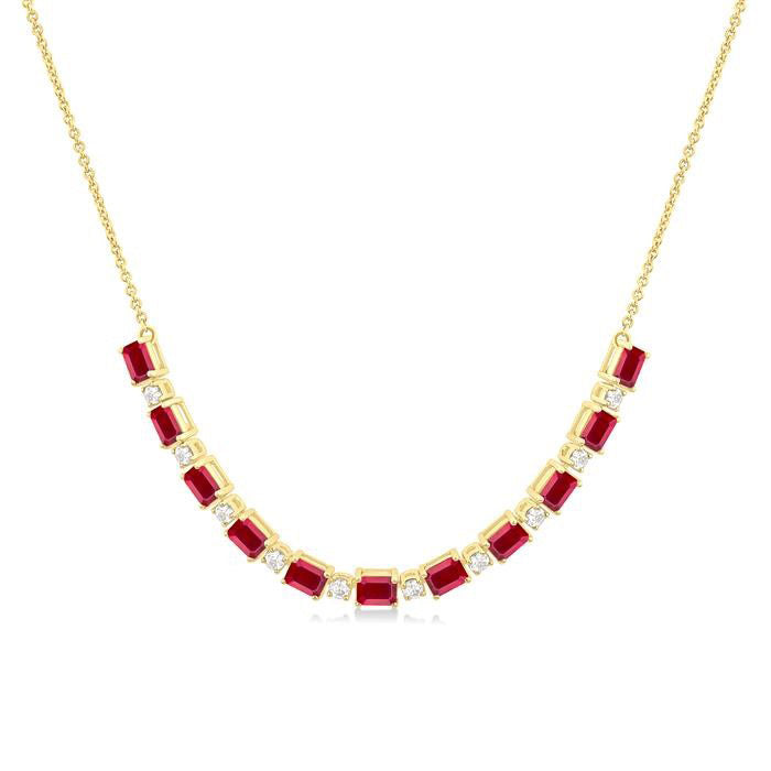 Nimbus Emerald Shape Gemstone & Diamond Tennis Necklace