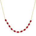 Clover Oval Shape Gemstone & Diamond Tennis Necklace