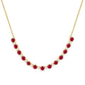Ruby Round Shape Gemstone & Diamond Tennis Necklace