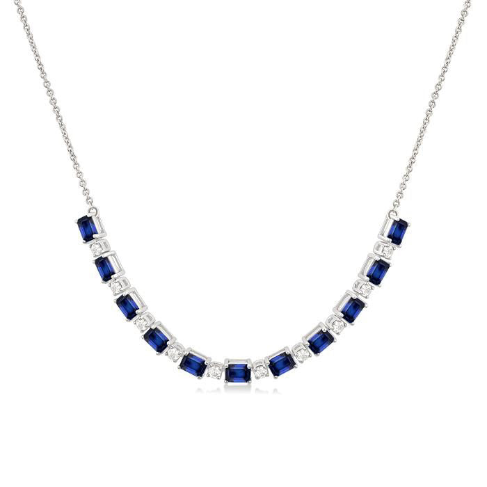 Ember Emerald Shape Gemstone & Diamond Tennis Necklace