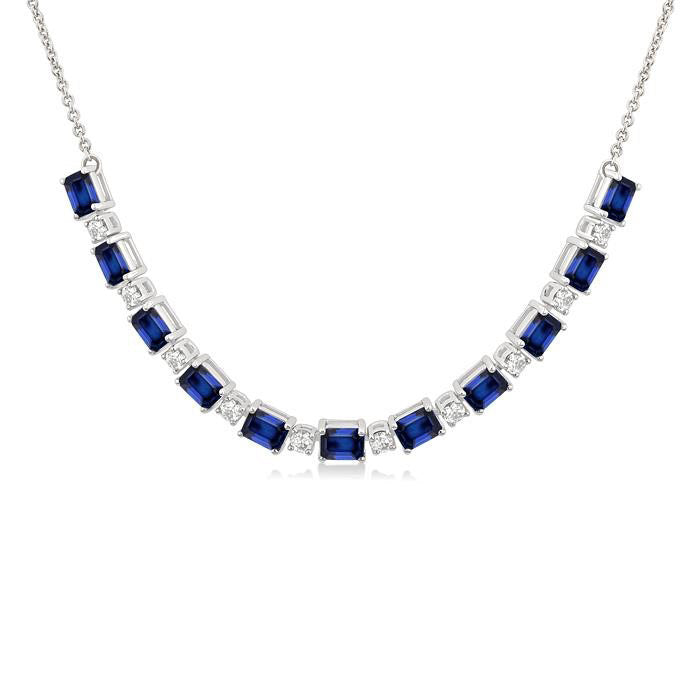 Ember Emerald Shape Gemstone & Diamond Tennis Necklace