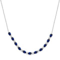 Tempest Oval Shape Gemstone & Diamond Tennis Necklace