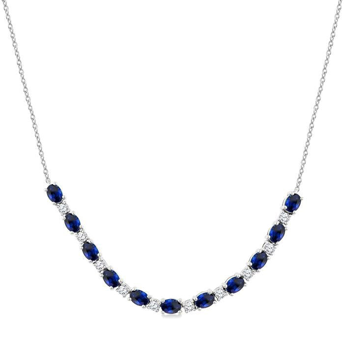 Tempest Oval Shape Gemstone & Diamond Tennis Necklace