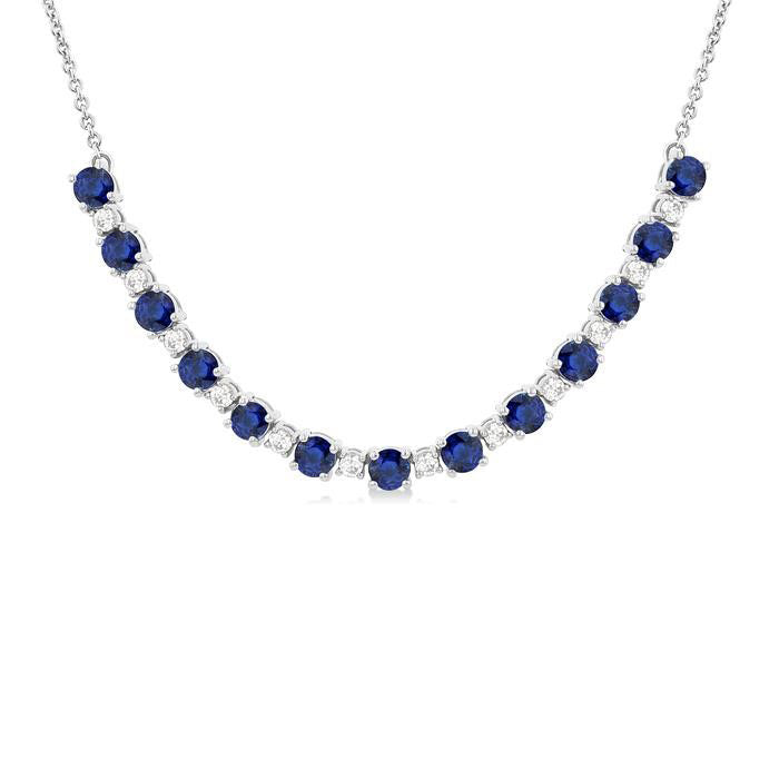 Blossom Round Shape Gemstone & Diamond Tennis Necklace