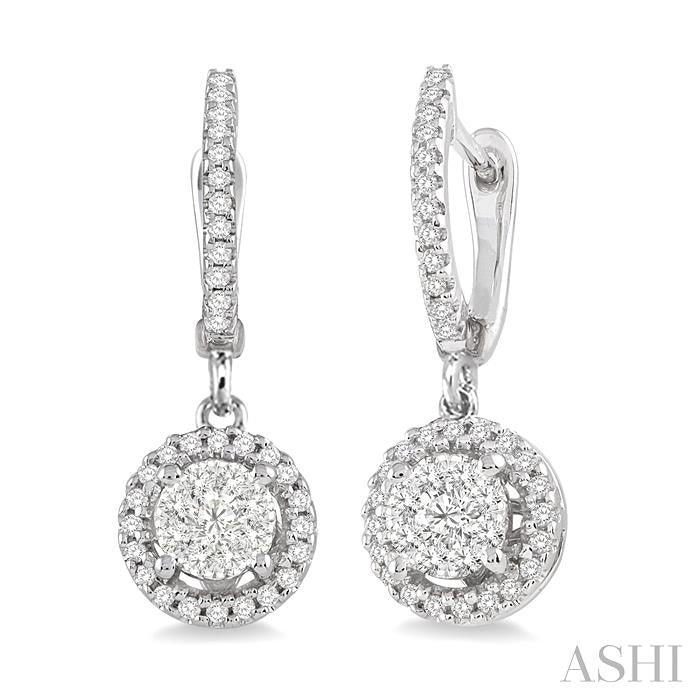 1/2 Ctw Lovebright Round Cut Diamond Earrings in 14K White Gold