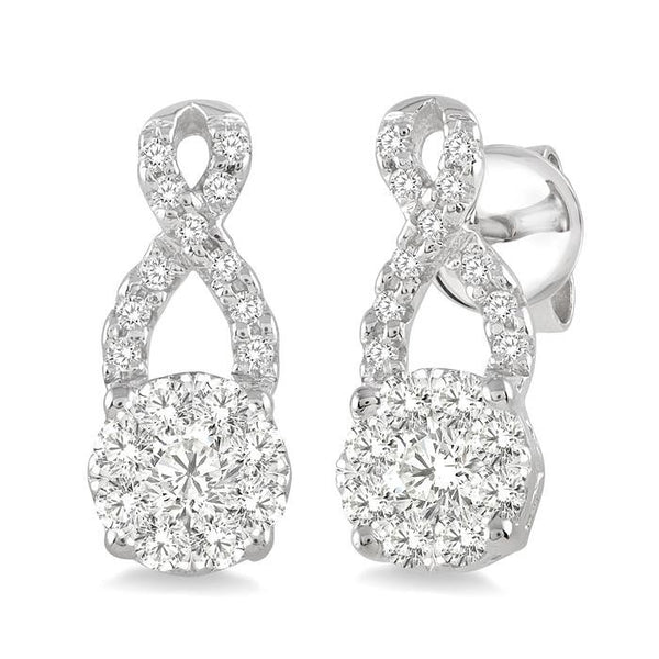 1/2 Ctw Shine Bright Round Cut Diamond Earrings in 14K White Gold