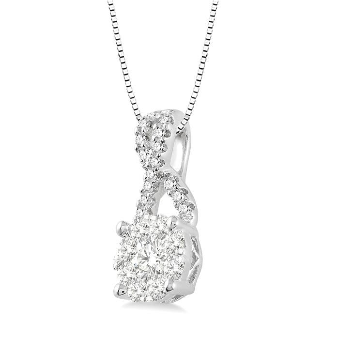 1/2 Ctw Shine Bright Round Cut Diamond Pendant in 14K White Gold with Chain