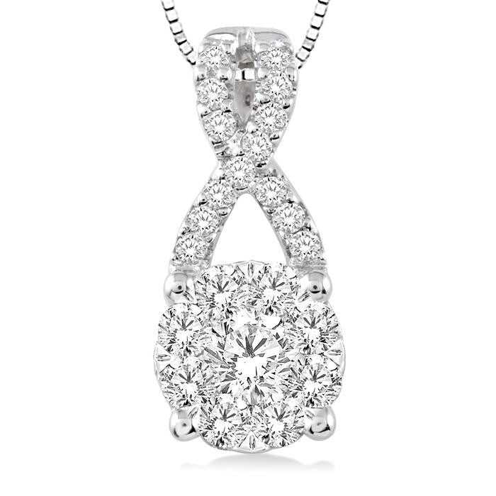 1/2 Ctw Shine Bright Round Cut Diamond Pendant in 14K White Gold with Chain