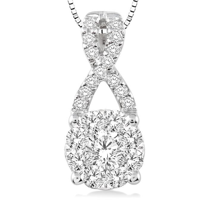 Enloria Shine Bright Infinity Diamond Pendant in 14K White Gold