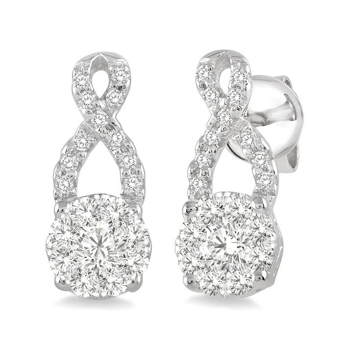 1/3 Ctw Shine Bright Round Cut Diamond Earrings in 14K White Gold