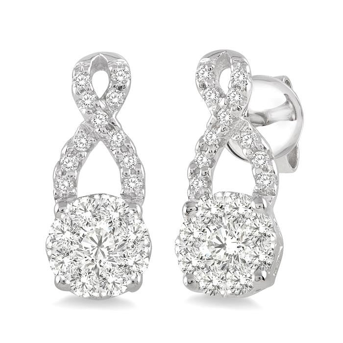 1/3 Ctw Shine Bright Round Cut Diamond Earrings in 14K White Gold