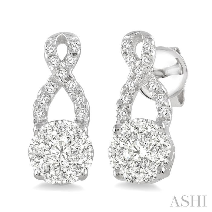 1/3 Ctw Shine Bright Round Cut Diamond Earrings in 14K White Gold
