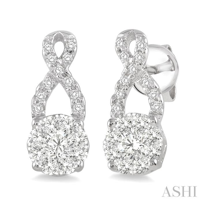 1/3 Ctw Shine Bright Round Cut Diamond Earrings in 14K White Gold