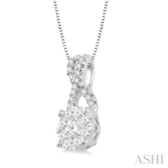 1/4 Ctw Shine Bright Round Cut Diamond Pendant in 14K White Gold with Chain
