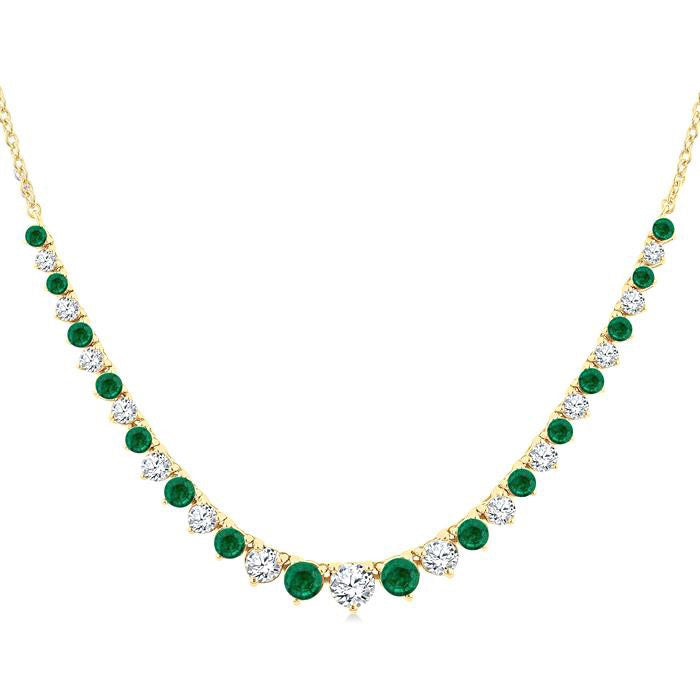 Sonata Round Shape Gemstone & Diamond Riviera Necklace