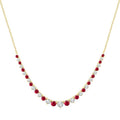 1.7 MM - 3 MM Round Shape Ruby and 3/4 Ctw Round Cut Diamond Precious Riviera Necklace in 14K Yellow Gold
