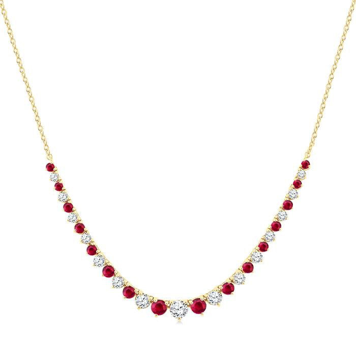 Tempest Round Shape Gemstone & Diamond Riviera Necklace