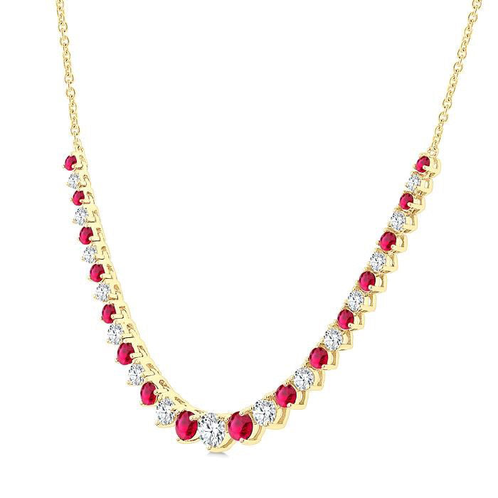 Tempest Round Shape Gemstone & Diamond Riviera Necklace