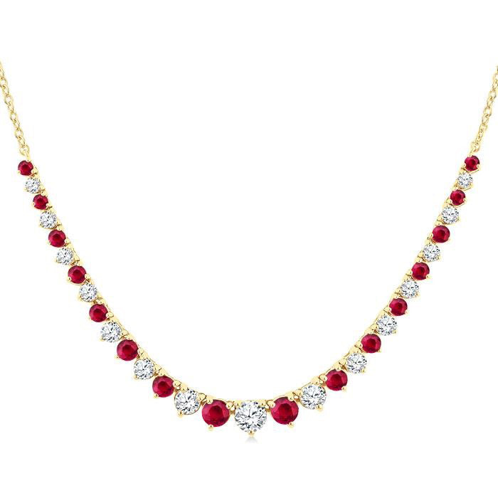 Tempest Round Shape Gemstone & Diamond Riviera Necklace