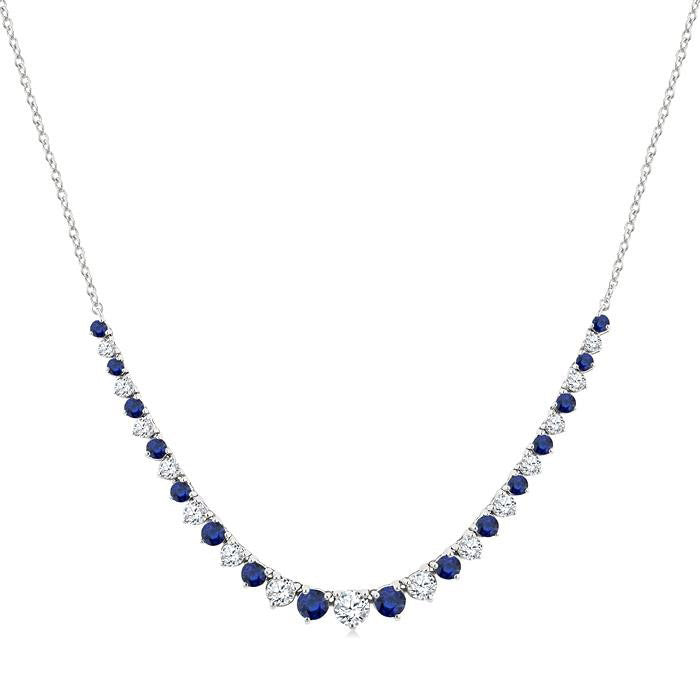 Seraph Round Shape Gemstone & Diamond Riviera Necklace