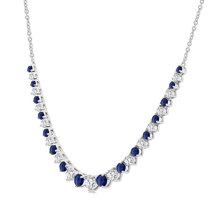 Seraph Round Shape Gemstone & Diamond Riviera Necklace