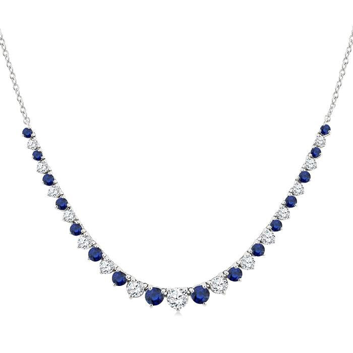 Seraph Round Shape Gemstone & Diamond Riviera Necklace