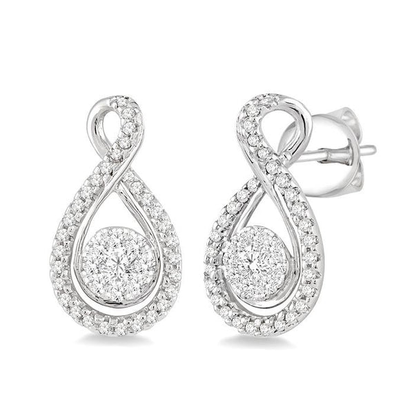 1/2 Ctw Shine Bright Round Cut Diamond Earrings in 14K White Gold