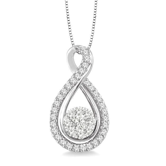 1/2 Ctw Shine Bright Round Cut Diamond Pendant in 14K White Gold with Chain