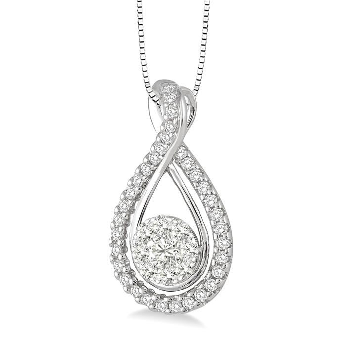 1/2 Ctw Shine Bright Round Cut Diamond Pendant in 14K White Gold with Chain